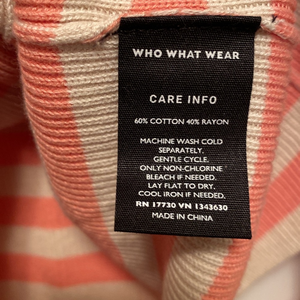 Brand New Who What Wear Coral Almond/Birch Stripe Sweater…size L - Picture 4 of 5